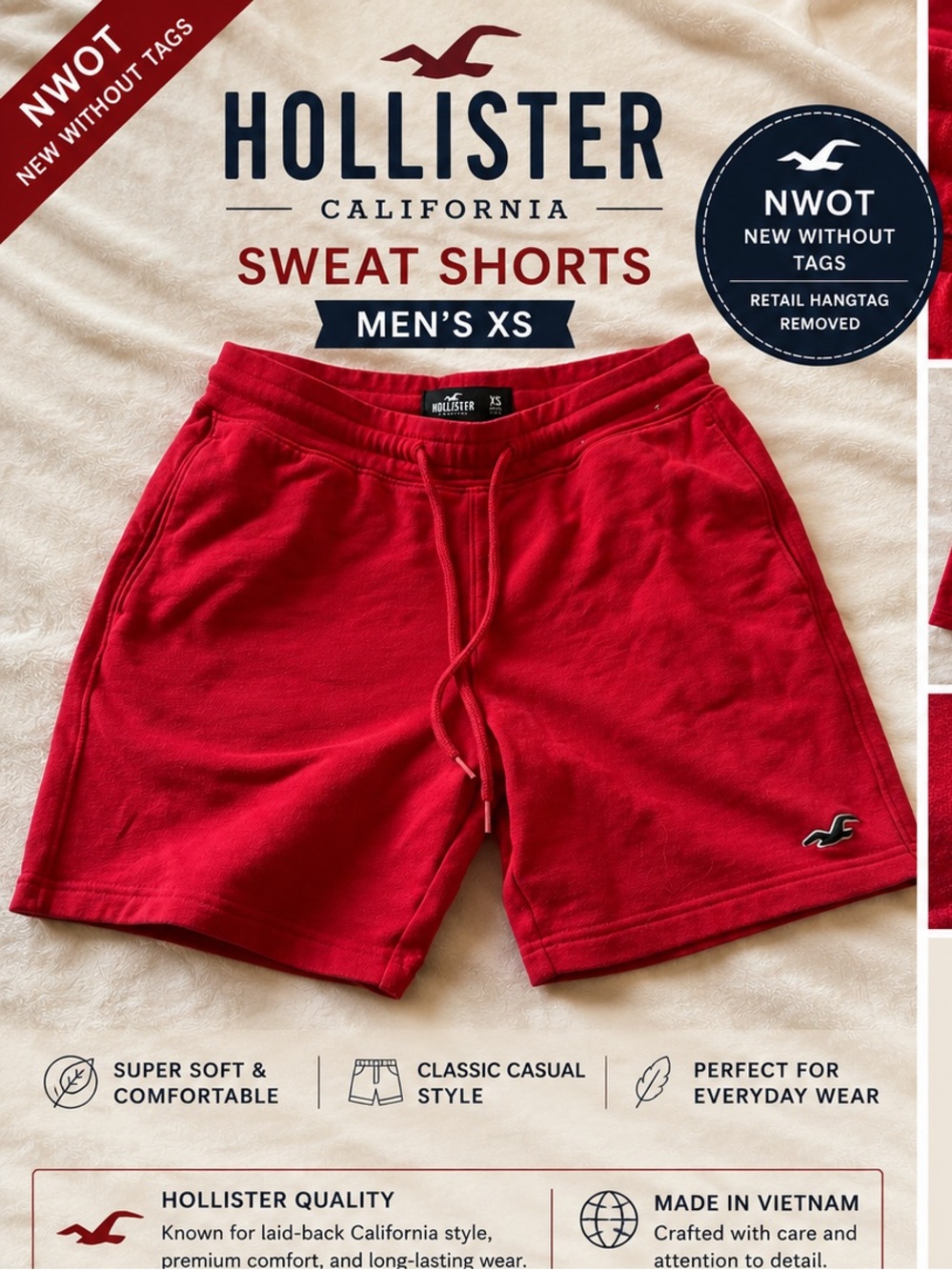 Hollister Men's Red Athletic Sweat Shorts